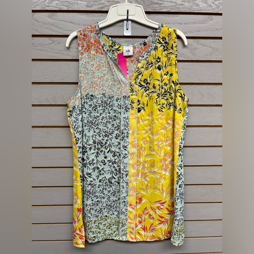 CAbi Women's Colorful Floral Sleeveless Blouse